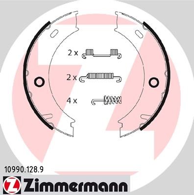 Bromsbackar, sats, parkeringsbroms, Bakaxel Zimmermann 10990.128. ZIMMERMANN