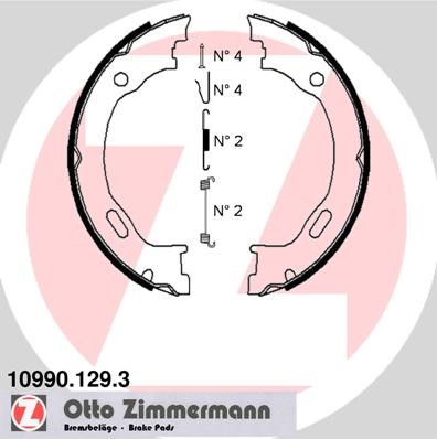 Bromsbackar, sats, parkeringsbroms, Bakaxel Zimmermann 10990.129. ZIMMERMANN
