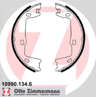 Bromsbackar, sats, parkeringsbroms, Bakaxel Zimmermann 10990.134. ZIMMERMANN