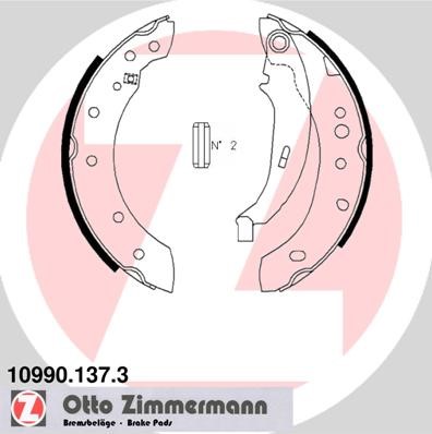 Bromsbackar, sats, parkeringsbroms, Bakaxel Zimmermann 10990.137. ZIMMERMANN