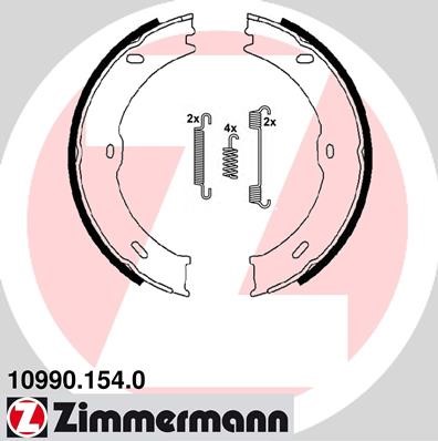 Bromsbackar, sats, parkeringsbroms, Bakaxel Zimmermann 10990.154. ZIMMERMANN