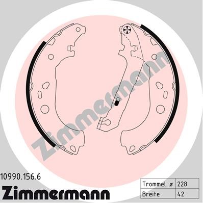 Bromsbackar, sats, Bakaxel Zimmermann 10990.156.6 ZIMMERMANN