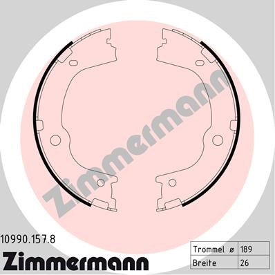 Bromsbackar, sats, parkeringsbroms, Bakaxel Zimmermann 10990.157. ZIMMERMANN