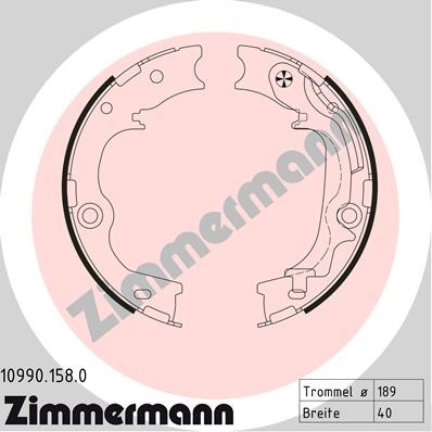 Bromsbackar, sats, Bakaxel Zimmermann 10990.158.0 ZIMMERMANN