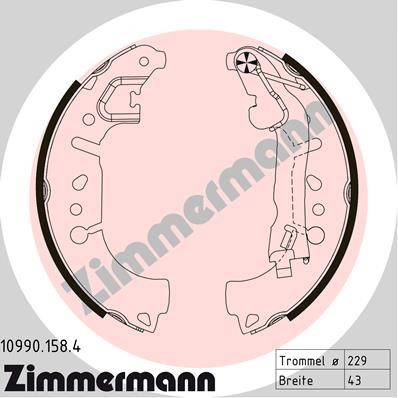 Bromsbackar, sats, Bakaxel Zimmermann 10990.158.4 ZIMMERMANN