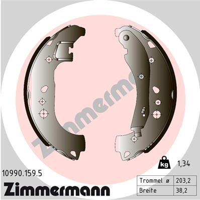 Bromsbackar, sats, Bakaxel Zimmermann 10990.159.5 ZIMMERMANN