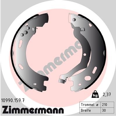 Bromsbackar, sats, parkeringsbroms, Bakaxel Zimmermann 10990.159. ZIMMERMANN