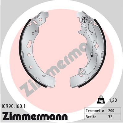 Bromsbackar, sats, Bakaxel Zimmermann 10990.160.1 ZIMMERMANN