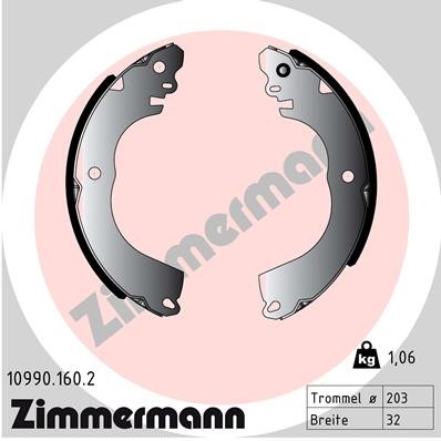 Bromsbackar, sats, Bakaxel Zimmermann 10990.160.2 ZIMMERMANN Bromsbackar, sats, Bakaxel Zimmermann 10990.160.2 ZIMMERMANN