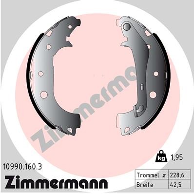 Bromsbackar, sats, Bakaxel Zimmermann 10990.160.3 ZIMMERMANN