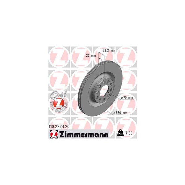 Bromsskiva Ventilerad, Bakaxel Zimmermann 110.2223.20 ZIMMERMANN