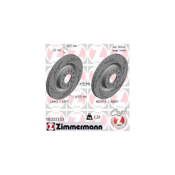 Bromsskiva Ventilerad, Bakaxel Zimmermann Black Z 110.2223.53 ZIMMERMANN