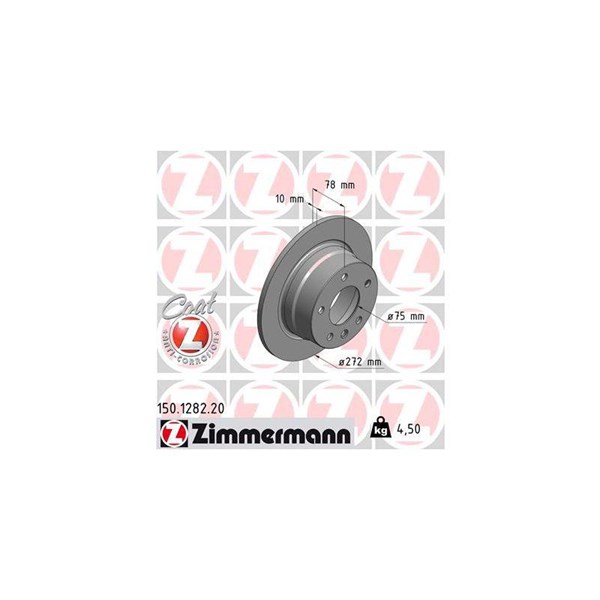 Bromsskiva Solid, Bakaxel Zimmermann 150.1282.20 ZIMMERMANN Bromsskiva Solid, Bakaxel Zimmermann 150.1282.20 ZIMMERMANN