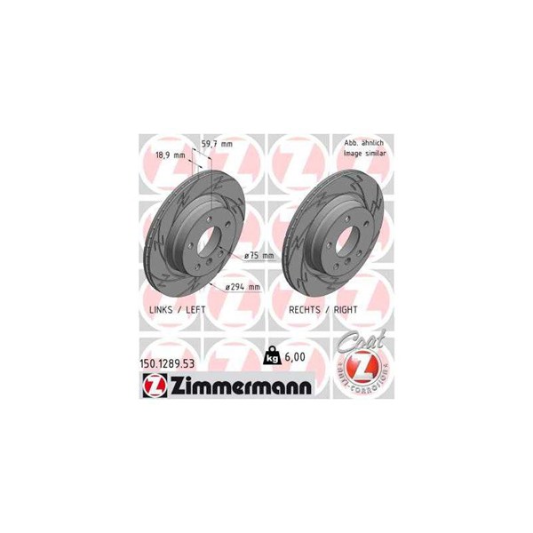 Bromsskiva Slitsad, Bakaxel Zimmermann Black Z 150.1289.53 ZIMMERMANN