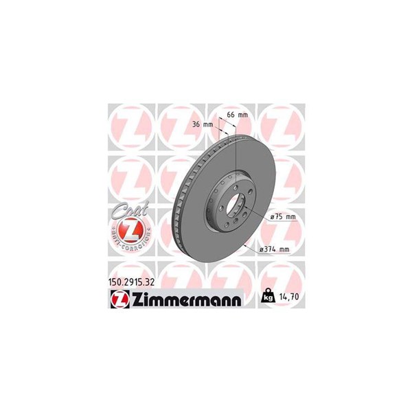 Bromsskiva, framaxel höger Zimmermann 150.2915.32 ZIMMERMANN