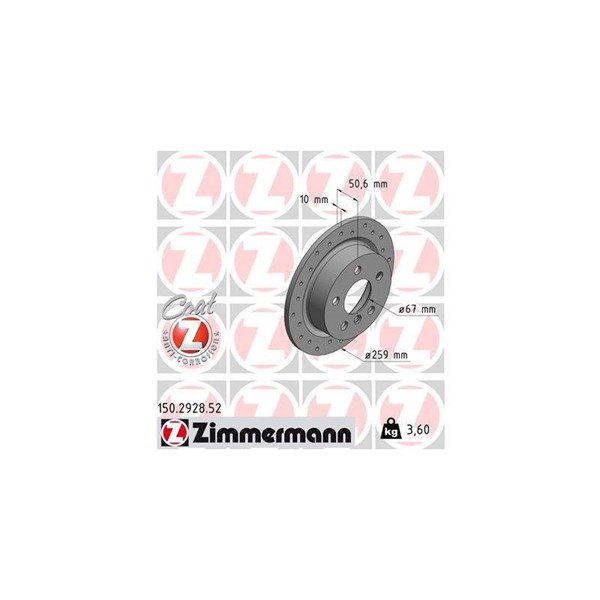 Bromsskiva Solid, Bakaxel Zimmermann 150.2928.52 ZIMMERMANN
