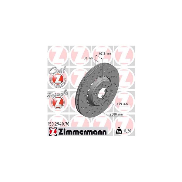 Bromsskiva, framaxel vänster Zimmermann 150.2940.70 ZIMMERMANN