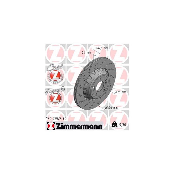 Bromsskiva, Bakaxel vänster Zimmermann 150.2942.70 ZIMMERMANN