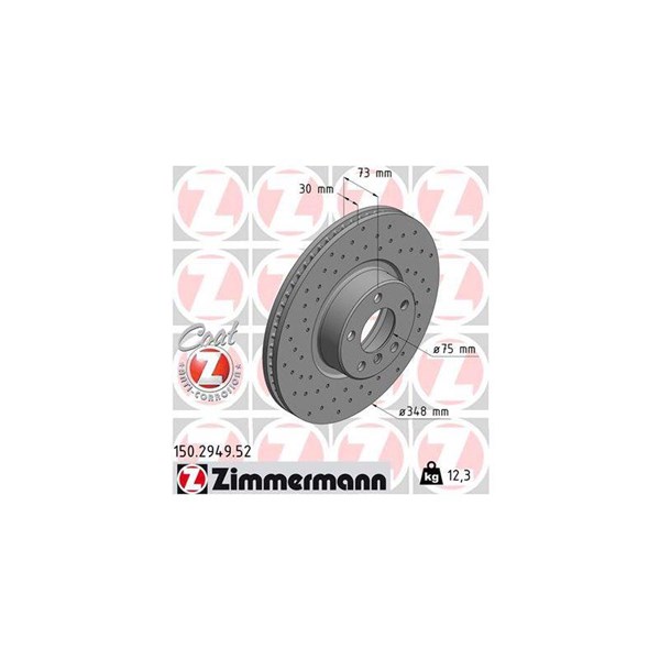 Bromsskiva Ventilerad, framaxel vänster Zimmermann 150.2949.52 ZIMMERMANN
