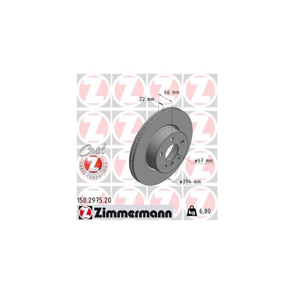 Bromsskiva Ventilerad, Framaxel Zimmermann 150.2975.20 ZIMMERMANN Bromsskiva Ventilerad, Framaxel Zimmermann 150.2975.20 ZIMMERMANN