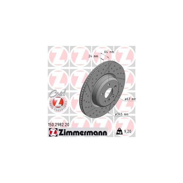 Bromsskiva Ventilerad, Bakaxel vänster Zimmermann 150.2982.20 ZIMMERMANN Bromsskiva Ventilerad, Bakaxel vänster Zimmermann 150.2982.20 ZIMMERMANN