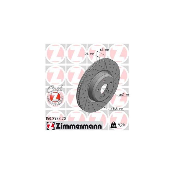 Bromsskiva Ventilerad, Bakaxel höger Zimmermann 150.2983.20 ZIMMERMANN Bromsskiva Ventilerad, Bakaxel höger Zimmermann 150.2983.20 ZIMMERMANN