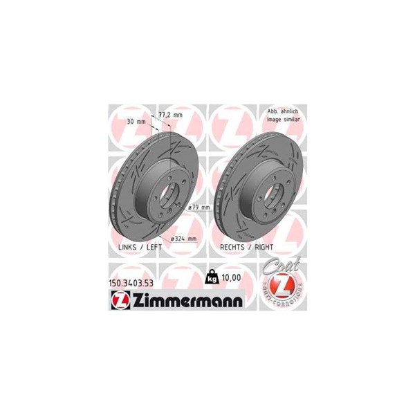 Bromsskiva Ventilerad, Framaxel Zimmermann Black Z 150.3403.53 ZIMMERMANN