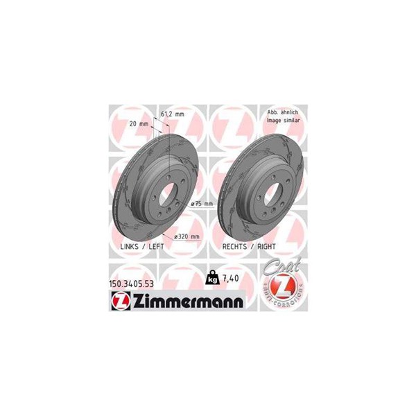 Bromsskiva Slitsad, Bakaxel Zimmermann Black Z 150.3405.53 ZIMMERMANN