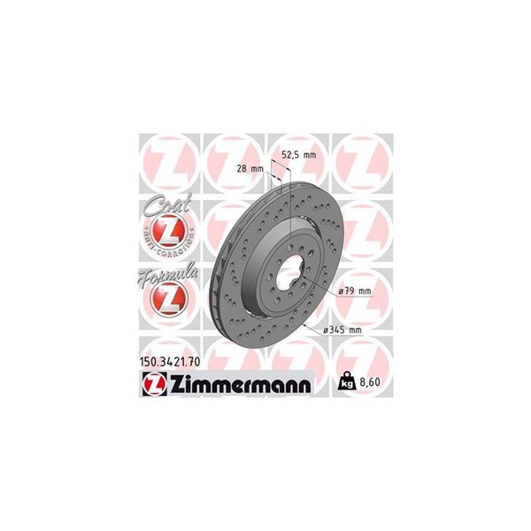 Bromsskiva, framaxel vänster Zimmermann 150.3421.70 ZIMMERMANN