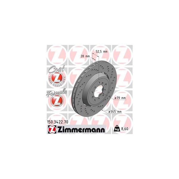 Bromsskiva, framaxel höger Zimmermann 150.3422.70 ZIMMERMANN