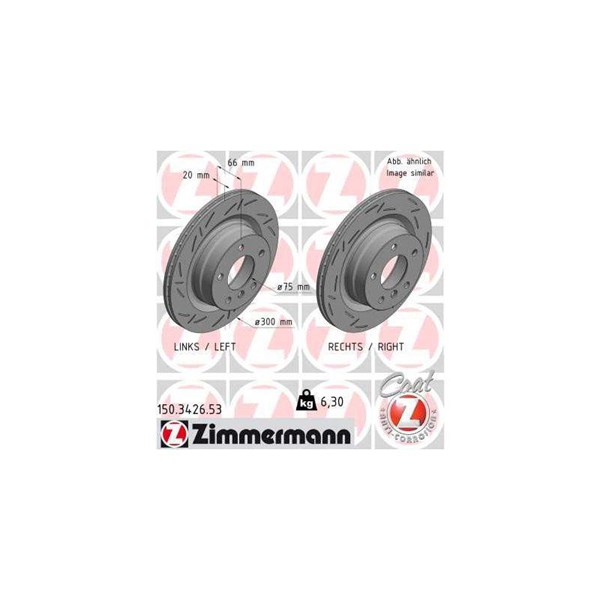 Bromsskiva Ventilerad, Bakaxel Zimmermann Black Z 150.3426.53 ZIMMERMANN