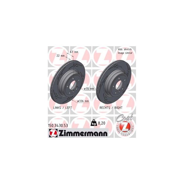 Bromsskiva Ventilerad, Bakaxel Zimmermann Black Z 150.3430.53 ZIMMERMANN