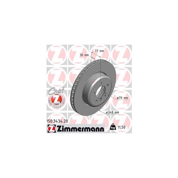 Bromsskiva Ventilerad, Framaxel Zimmermann 150.3434.20 ZIMMERMANN
