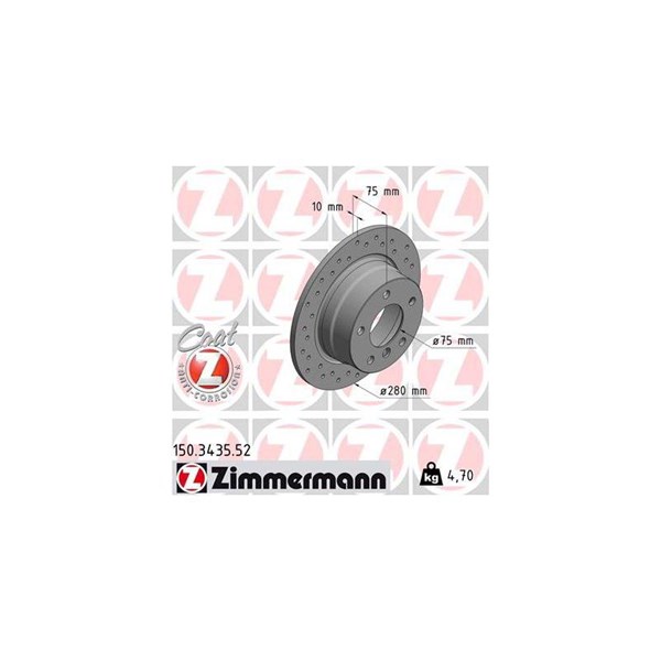 Bromsskiva Solid, Bakaxel Zimmermann 150.3435.52 ZIMMERMANN Bromsskiva Solid, Bakaxel Zimmermann 150.3435.52 ZIMMERMANN