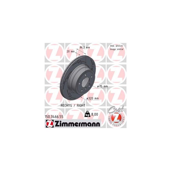Bromsskiva Slitsad, Bakaxel höger Zimmermann Black Z 150.3466.55 ZIMMERMANN