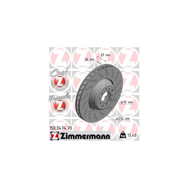 Bromsskiva, framaxel höger Zimmermann 150.3474.70 ZIMMERMANN
