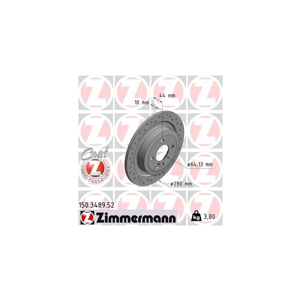 Bromsskiva Solid, Bakaxel Zimmermann 150.3489.52 ZIMMERMANN