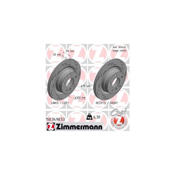 Bromsskiva Ventilerad, Bakaxel Zimmermann Black Z 150.3498.53 ZIMMERMANN