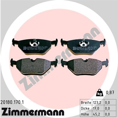 Bromsbeläggsats, Bakaxel Zimmermann 20180.170.1 ZIMMERMANN