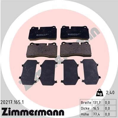 Bromsbeläggsats, Framaxel Zimmermann 20217.165.1 ZIMMERMANN