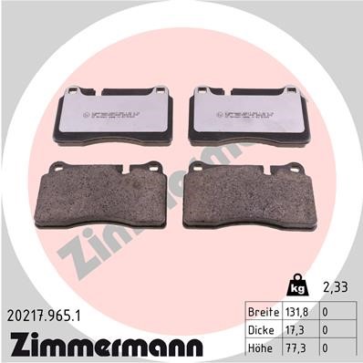 Bromsbeläggsats, Framaxel Zimmermann Rd:z 20217.965.1 ZIMMERMANN
