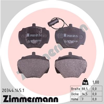 Bromsbeläggsats, Bakaxel Zimmermann 20344.145.1 ZIMMERMANN