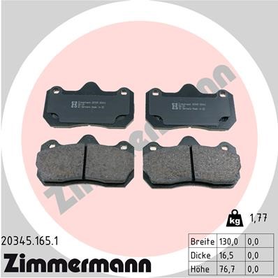 Bromsbeläggsats, Framaxel Zimmermann 20345.165.1 ZIMMERMANN