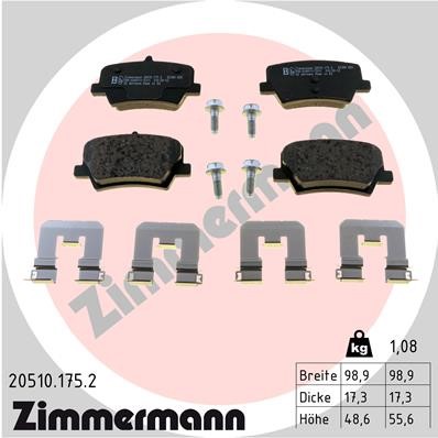 Bromsbeläggsats, Bakaxel Zimmermann 20510.175.2 ZIMMERMANN