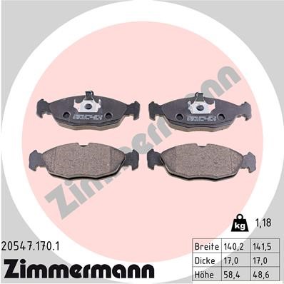Bromsbeläggsats, Framaxel Zimmermann 20547.170.1 ZIMMERMANN