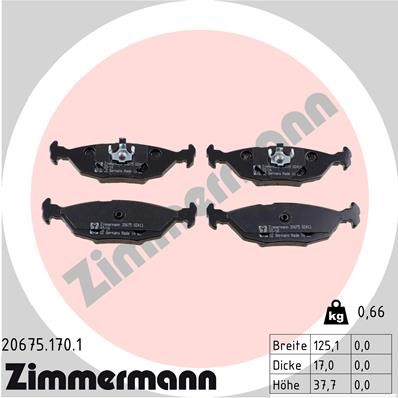 Bromsbeläggsats, Bakaxel Zimmermann 20675.170.1 ZIMMERMANN