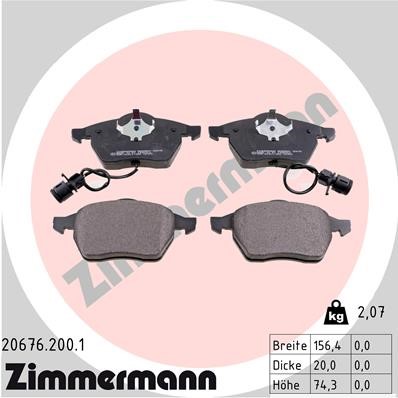 Bromsbeläggsats, Framaxel Zimmermann 20676.200.1 ZIMMERMANN