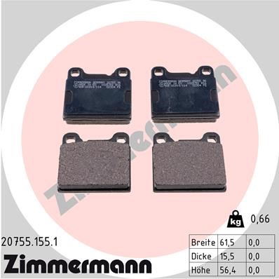 Bromsbeläggsats, Bakaxel Zimmermann 20755.155.1 ZIMMERMANN