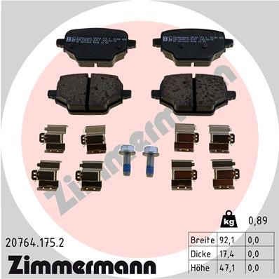 Bromsbeläggsats, Bakaxel Zimmermann 20764.175.2 ZIMMERMANN