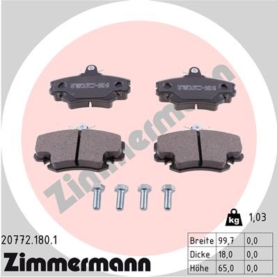 Bromsbeläggsats, Framaxel Zimmermann 20772.180.1 ZIMMERMANN